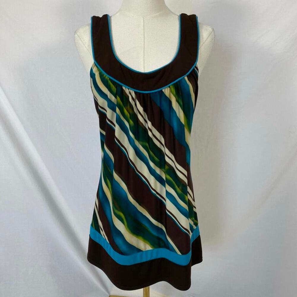 Heart‎ Soul blue brown striped top size large y2k preppy boho 2000s vintage